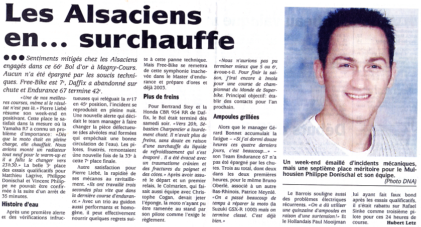 Article l'Alsace bol d'or 2003